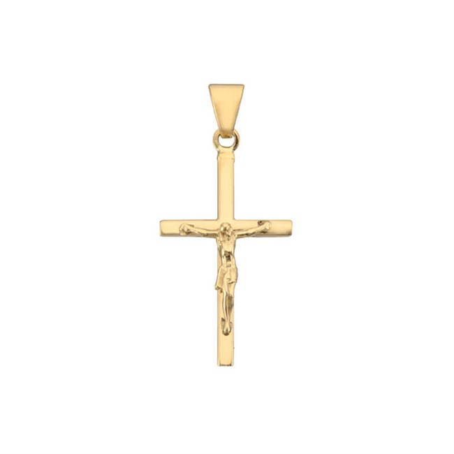 Stolpe kors vedhæng med jesus |  8-14 kt guld.